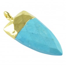 Turquoise dagger shape electro gold plated gemstone charm pendant